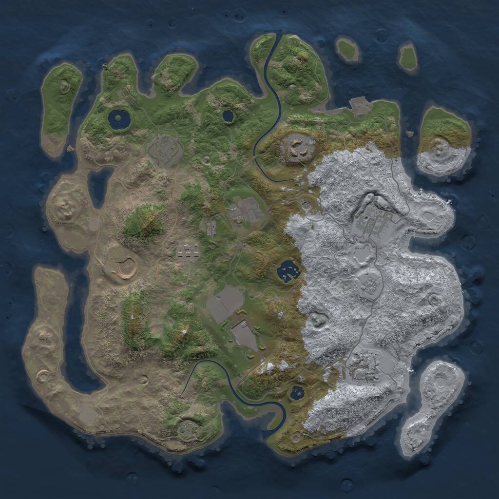 Rust Map: Procedural Map, Size: 3500, Seed: 799086355, 13 Monuments