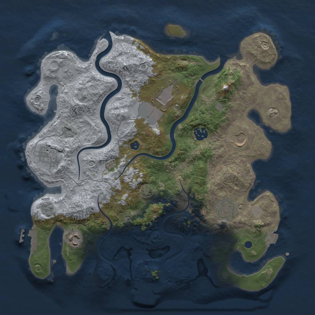 Rust Map: Procedural Map, Size: 3500, Seed: 92846263, 13 Monuments