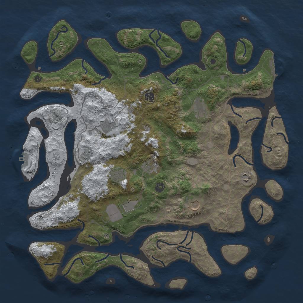 Rust Map: Procedural Map, Size: 4500, Seed: 3458, 18 Monuments