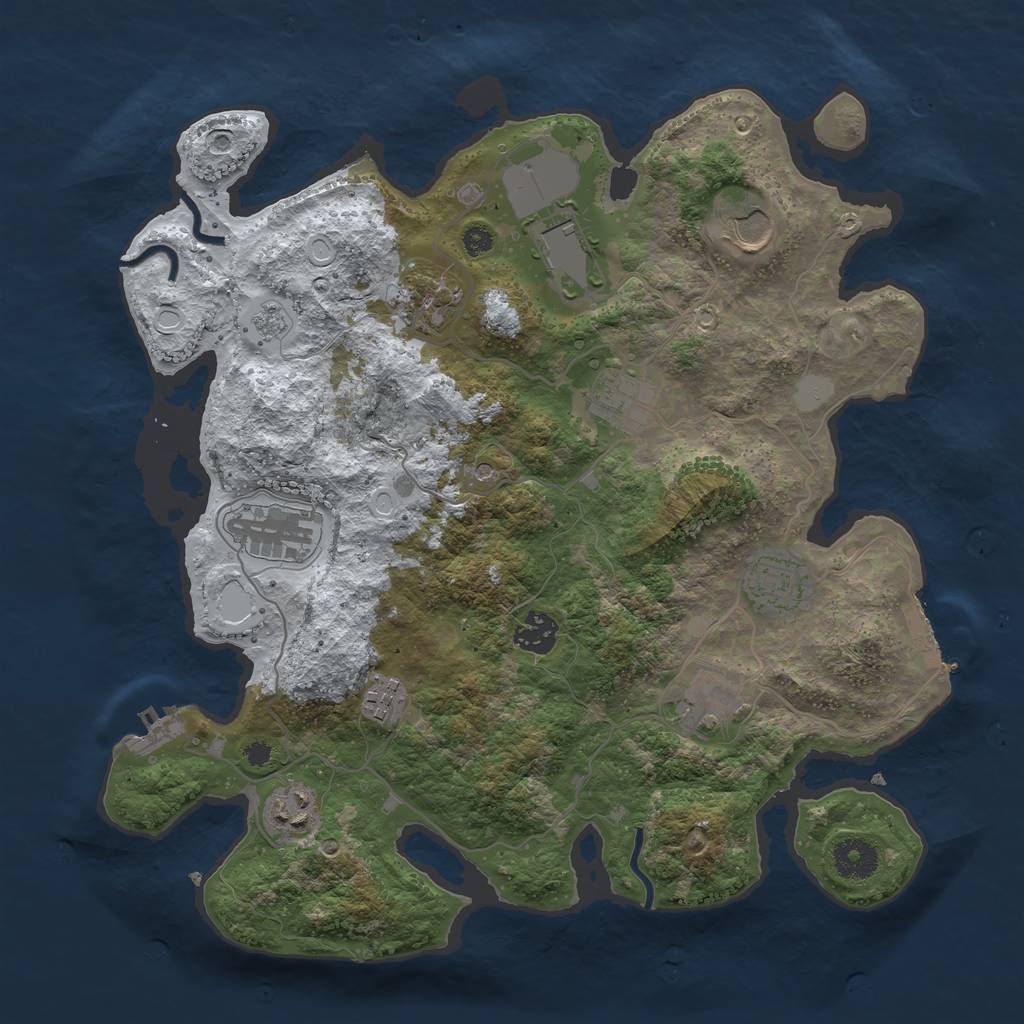 Rust Map: Procedural Map, Size: 3600, Seed: 184391507, 19 Monuments
