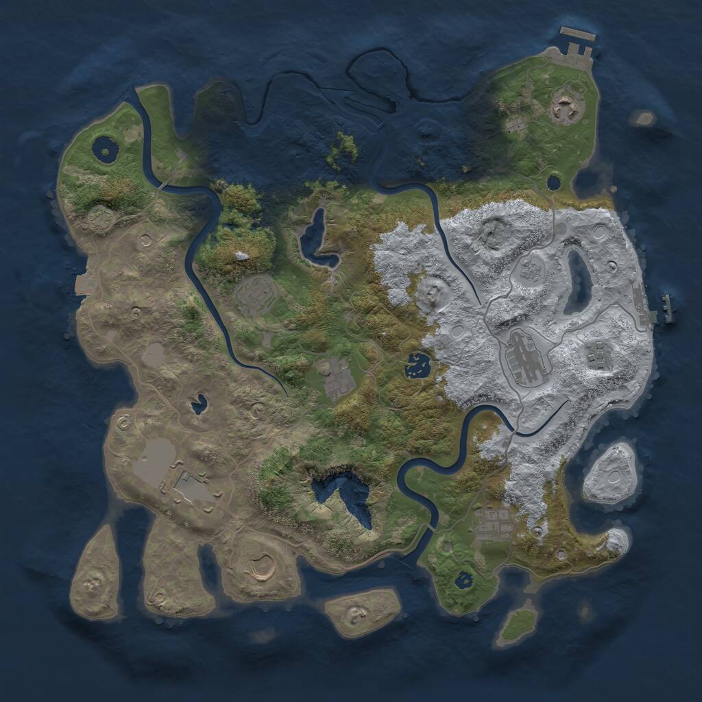 Rust Map: Procedural Map, Size: 4000, Seed: 936459099, 15 Monuments