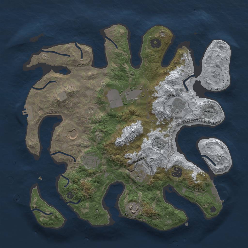 Rust Map: Procedural Map, Size: 3500, Seed: 2040571153, 17 Monuments