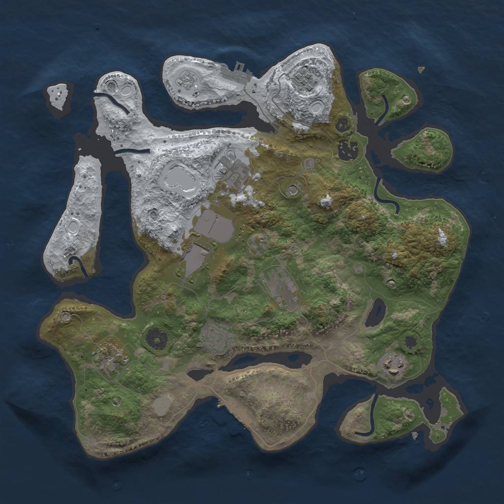 Rust Map: Procedural Map, Size: 3500, Seed: 601214247, 17 Monuments
