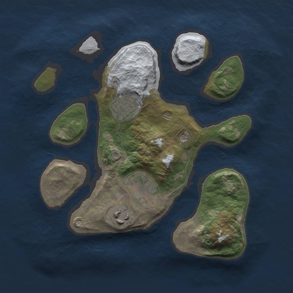 Rust Map: Barren, Size: 2500, Seed: 351535, 6 Monuments