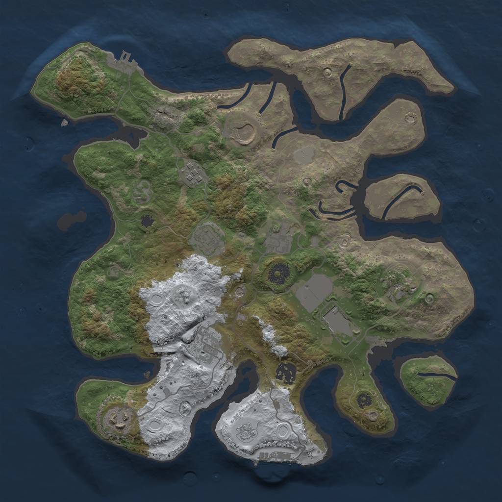Rust Map: Procedural Map, Size: 3500, Seed: 6464490, 18 Monuments
