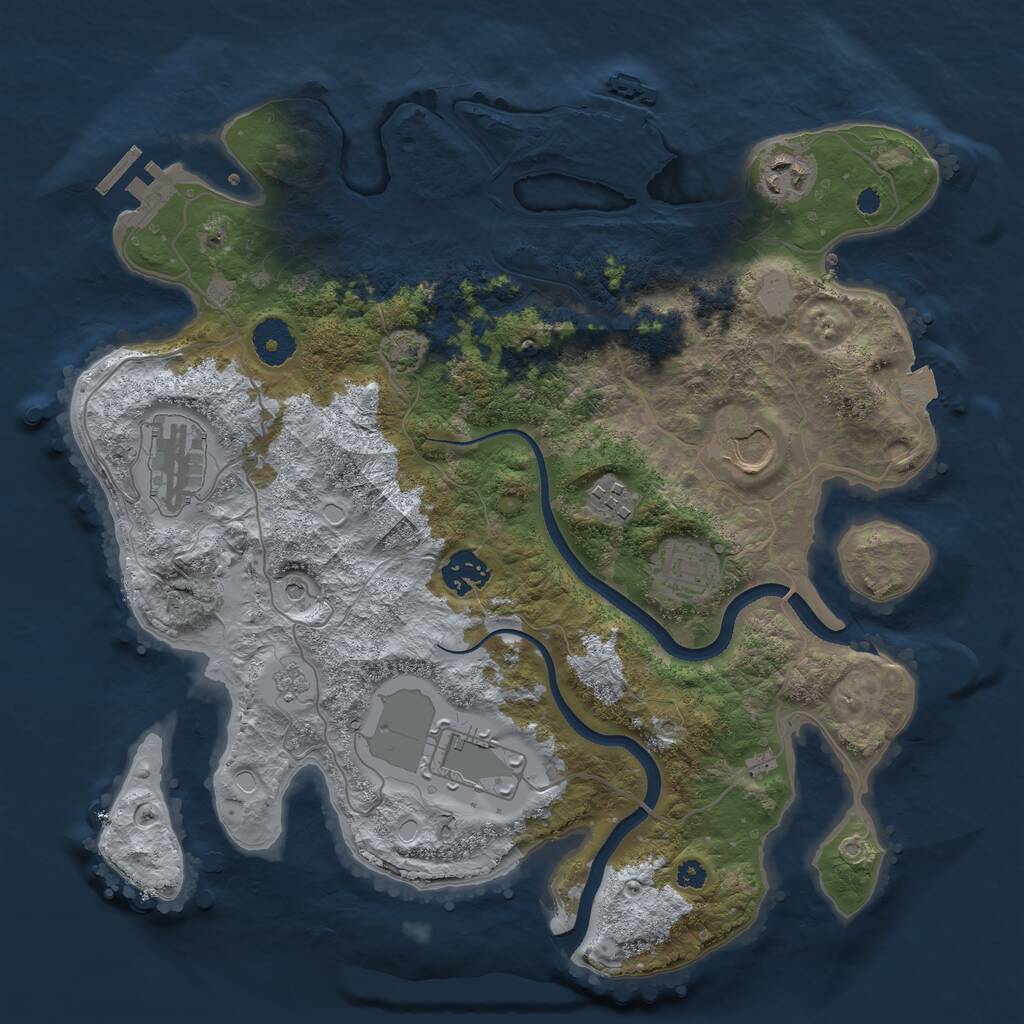 Rust Map: Procedural Map, Size: 3500, Seed: 17367, 13 Monuments