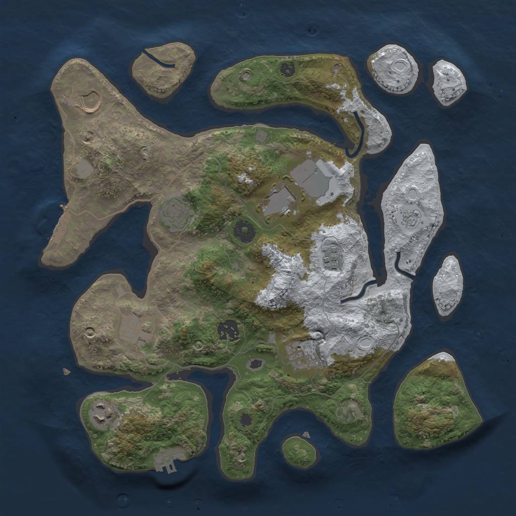 Rust Map: Procedural Map, Size: 3500, Seed: 220203, 16 Monuments