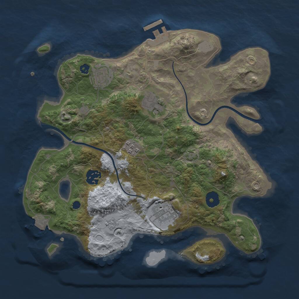 Rust Map: Procedural Map, Size: 3000, Seed: 364547, 9 Monuments