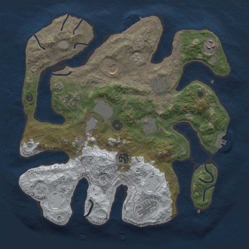 Rust Map: Procedural Map, Size: 3500, Seed: 907009864, 18 Monuments