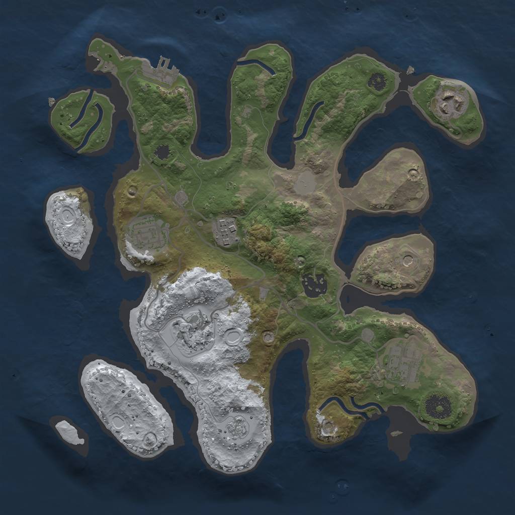 Rust Map: Procedural Map, Size: 3000, Seed: 1998, 14 Monuments