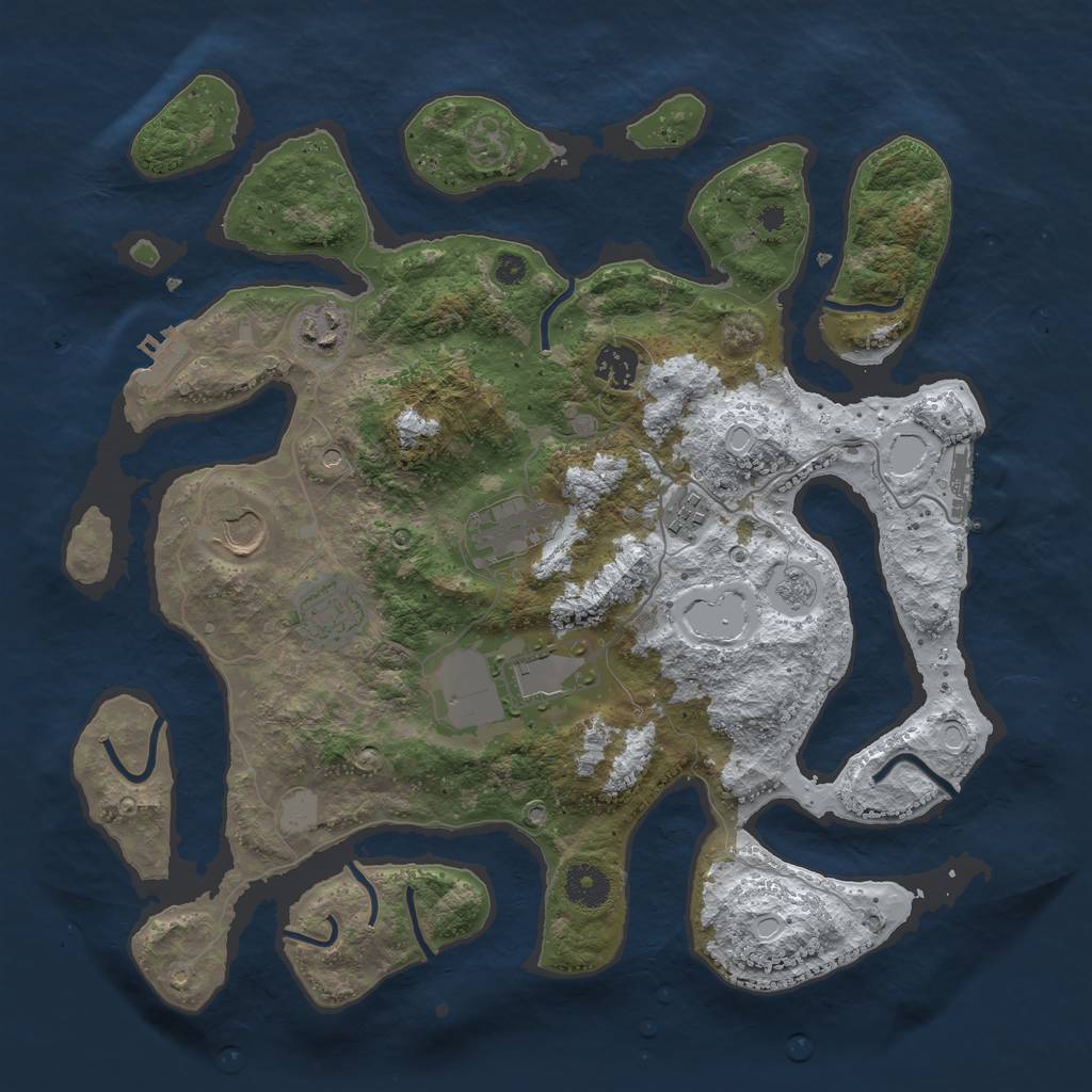 Rust Map: Procedural Map, Size: 3700, Seed: 30222, 16 Monuments