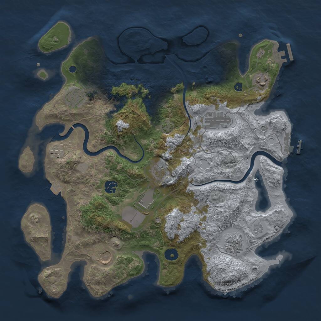 Rust Map: Procedural Map, Size: 3700, Seed: 30222, 15 Monuments