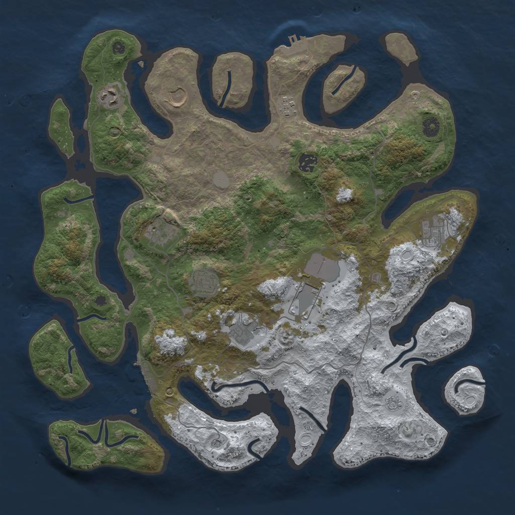 Rust Map: Procedural Map, Size: 4050, Seed: 8000000, 18 Monuments
