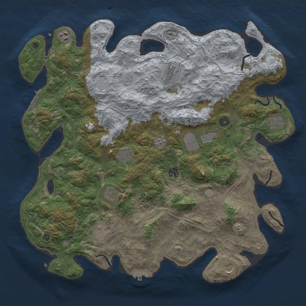 Rust Map: Procedural Map, Size: 4500, Seed: 933314, 17 Monuments