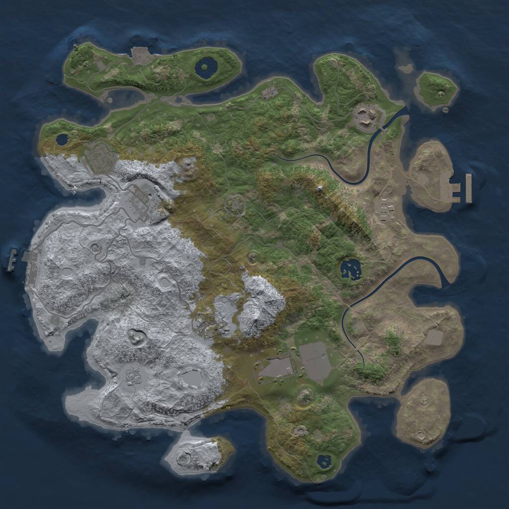 Rust Map: Procedural Map, Size: 3500, Seed: 1308389516, 13 Monuments