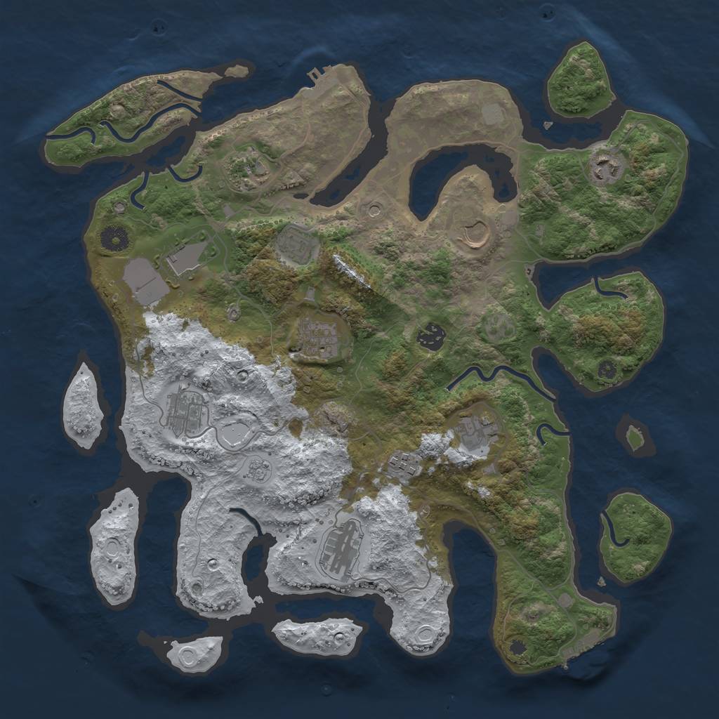 Rust Map: Procedural Map, Size: 3950, Seed: 450387621, 20 Monuments