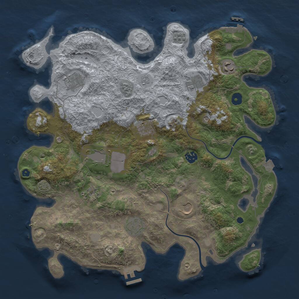 Rust Map: Procedural Map, Size: 3850, Seed: 1173083637, 16 Monuments