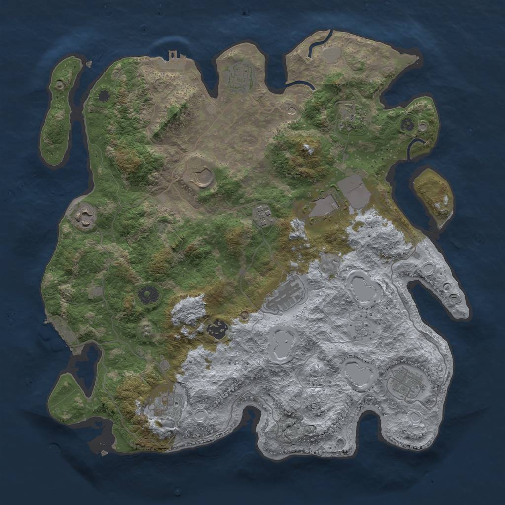 Rust Map: Procedural Map, Size: 3850, Seed: 479854911, 19 Monuments