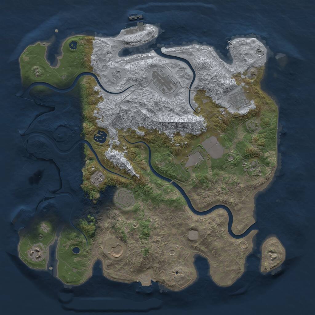 Rust Map: Procedural Map, Size: 3700, Seed: 911374144, 15 Monuments