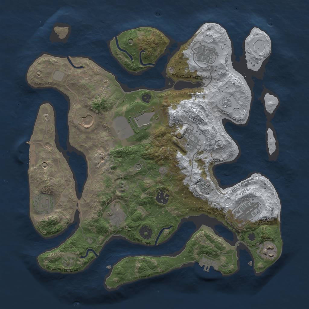 Rust Map: Procedural Map, Size: 3500, Seed: 3068427, 19 Monuments