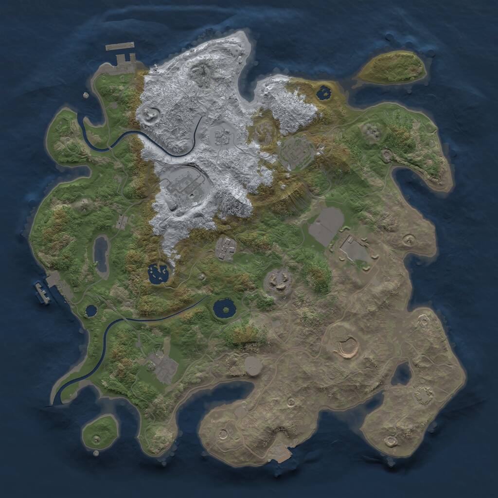 Rust Map: Procedural Map, Size: 3500, Seed: 57017819, 14 Monuments