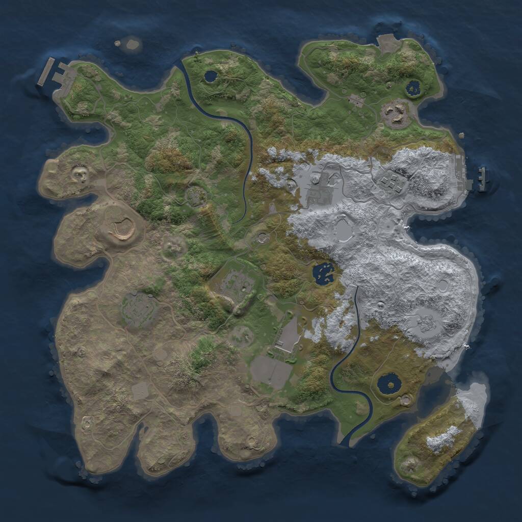 Rust Map: Procedural Map, Size: 3500, Seed: 4978093, 14 Monuments