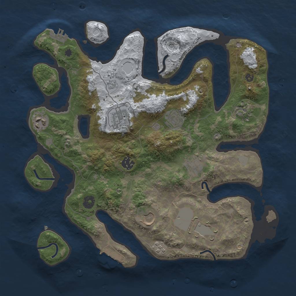 Rust Map: Procedural Map, Size: 3500, Seed: 1970505386, 18 Monuments