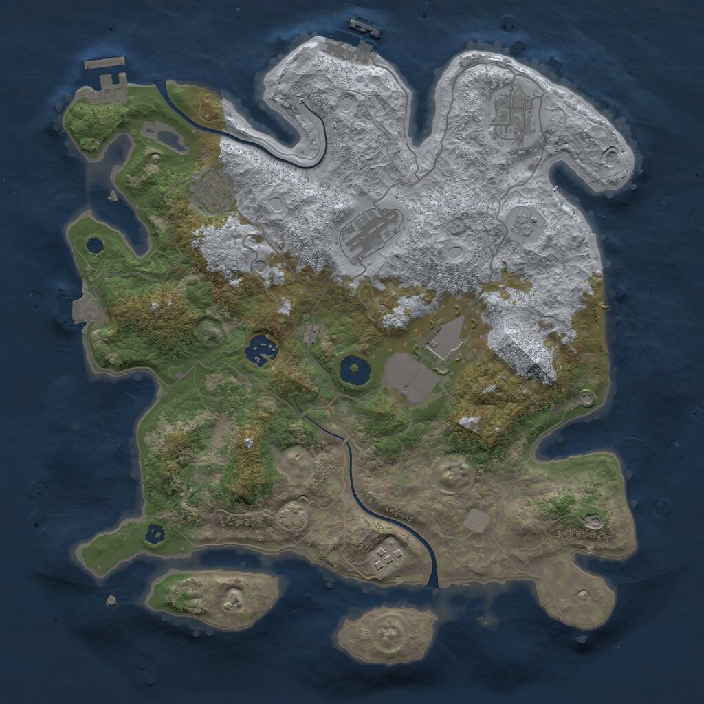 Rust Map: Procedural Map, Size: 3500, Seed: 1689747517, 12 Monuments
