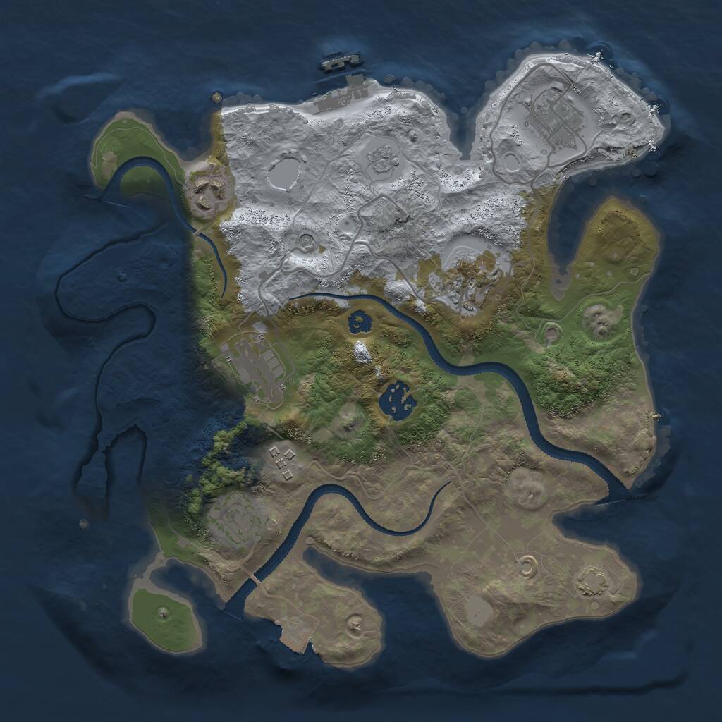 Rust Map: Procedural Map, Size: 3000, Seed: 2381583, 12 Monuments