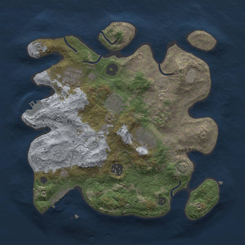 Rust Map: Procedural Map, Size: 3000, Seed: 123456, 12 Monuments