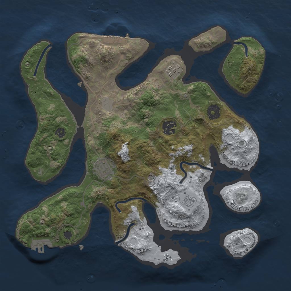 Rust Map: Procedural Map, Size: 3000, Seed: 21705, 12 Monuments