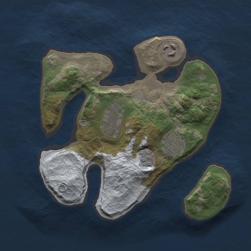 Rust Map: Barren, Size: 2400, Seed: 33, 6 Monuments