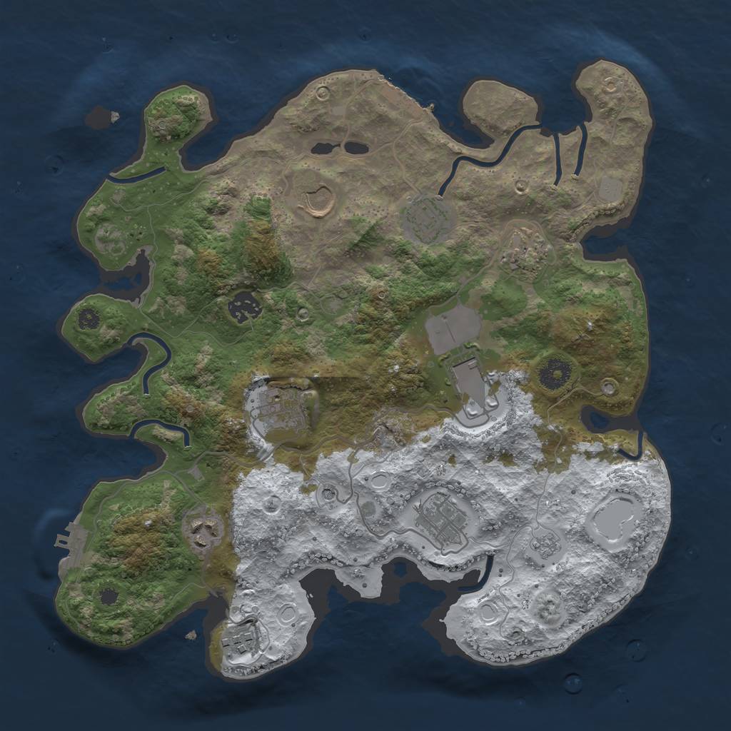 Rust Map: Procedural Map, Size: 3500, Seed: 763868110, 18 Monuments