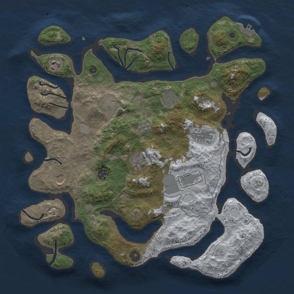 Rust Map: Procedural Map, Size: 4000, Seed: 1991225880, 17 Monuments