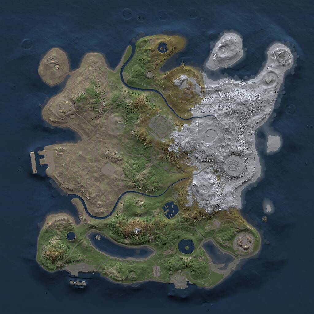Rust Map: Procedural Map, Size: 3000, Seed: 2285848, 9 Monuments