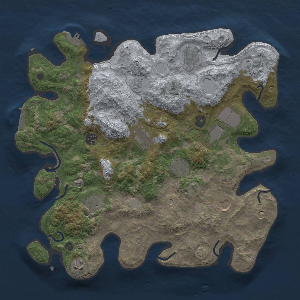 Rust Map: Procedural Map, Size: 3750, Seed: 1, 17 Monuments