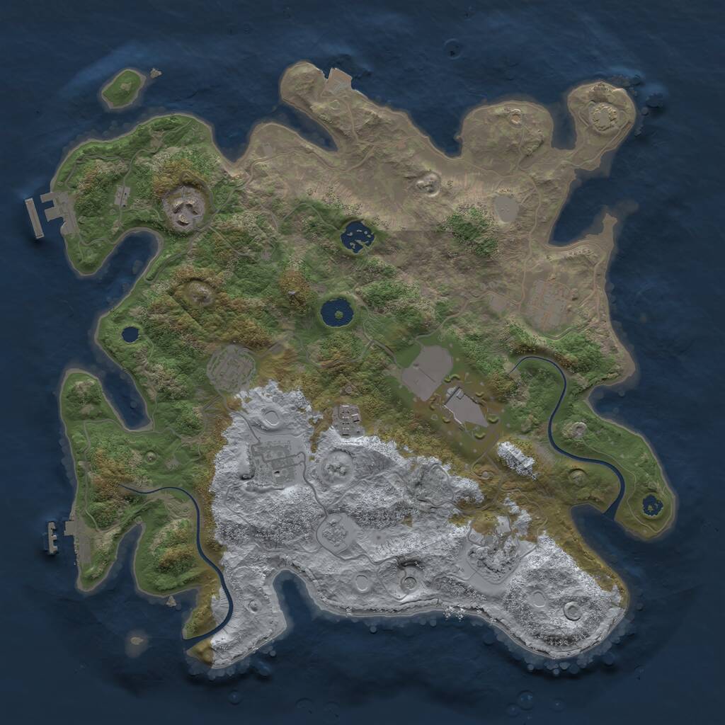 Rust Map: Procedural Map, Size: 3600, Seed: 2561823, 14 Monuments