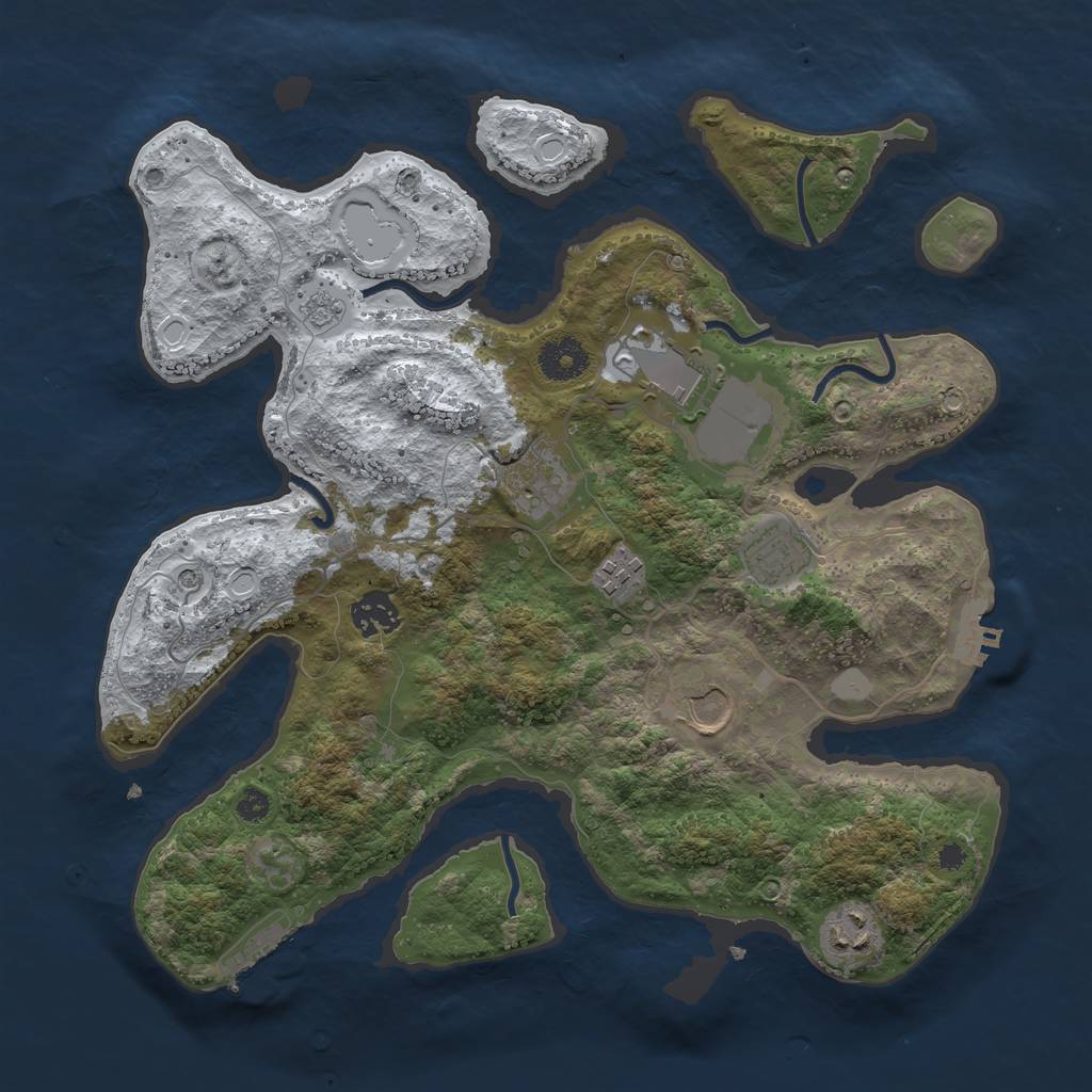 Rust Map: Procedural Map, Size: 3500, Seed: 1055110571, 16 Monuments