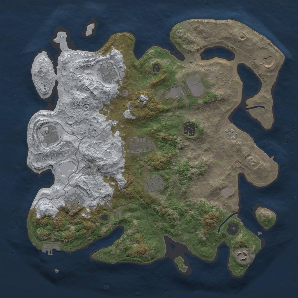 Rust Map: Procedural Map, Size: 3700, Seed: 706945, 19 Monuments