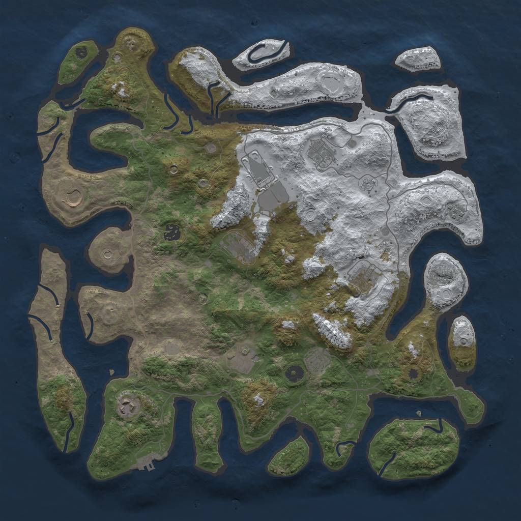 Rust Map: Procedural Map, Size: 4500, Seed: 1485569165, 18 Monuments