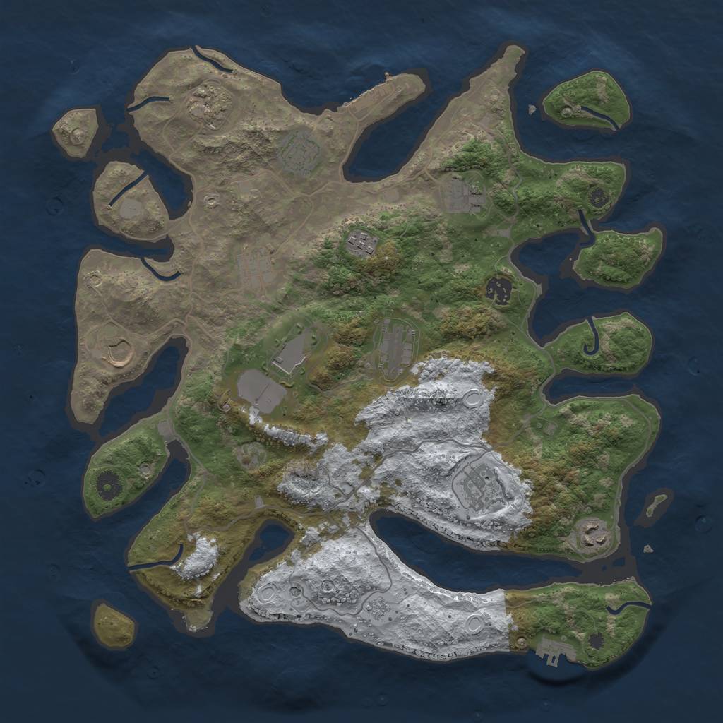 Rust Map: Procedural Map, Size: 4000, Seed: 3442671, 20 Monuments