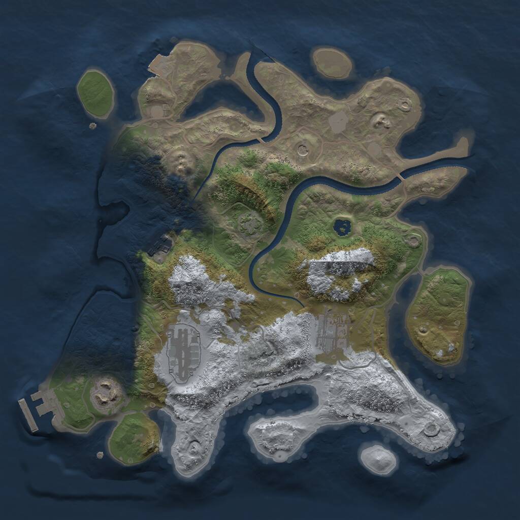 Rust Map: Procedural Map, Size: 3000, Seed: 386680, 8 Monuments