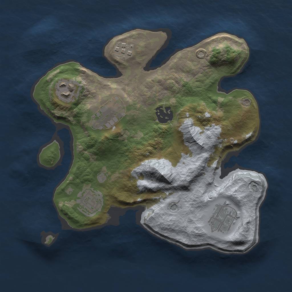 Rust Map: Barren, Size: 2500, Seed: 14657845, 9 Monuments
