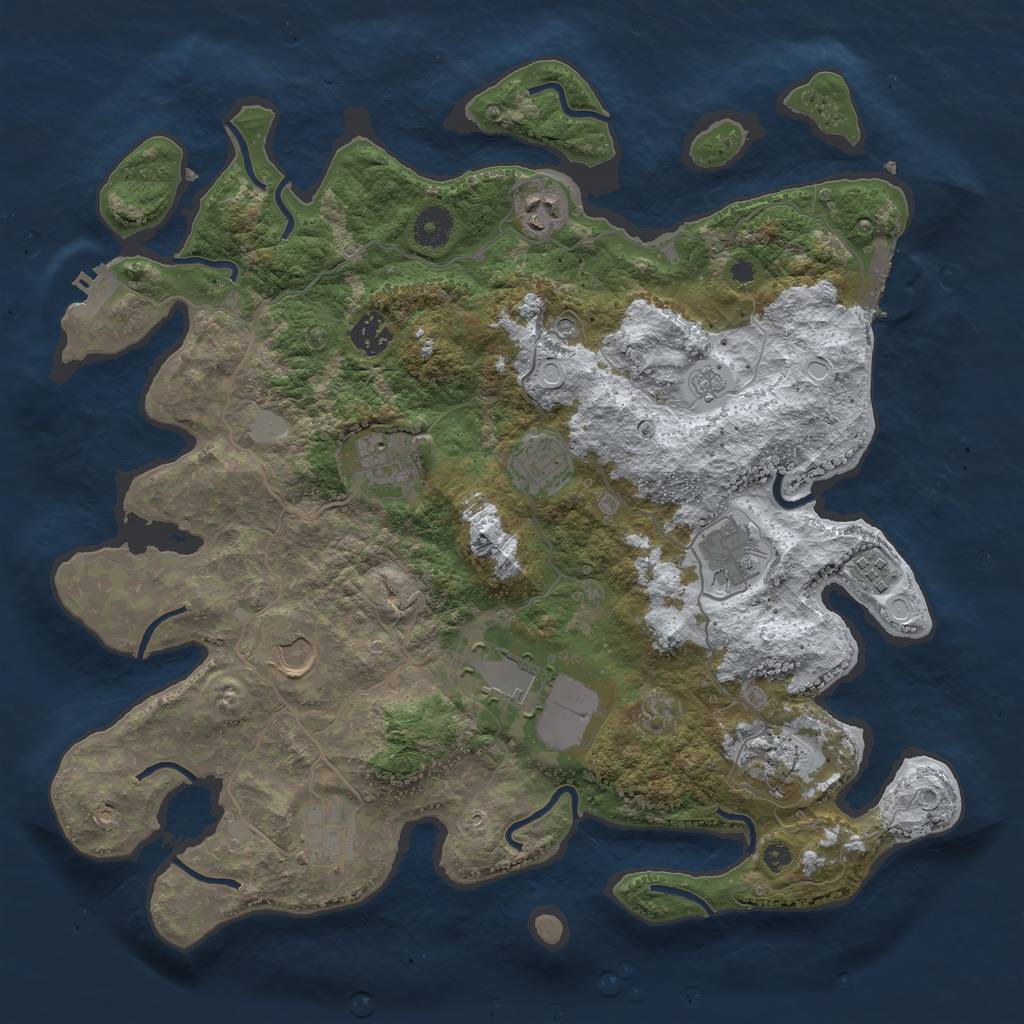 Rust Map: Procedural Map, Size: 3800, Seed: 13834, 19 Monuments