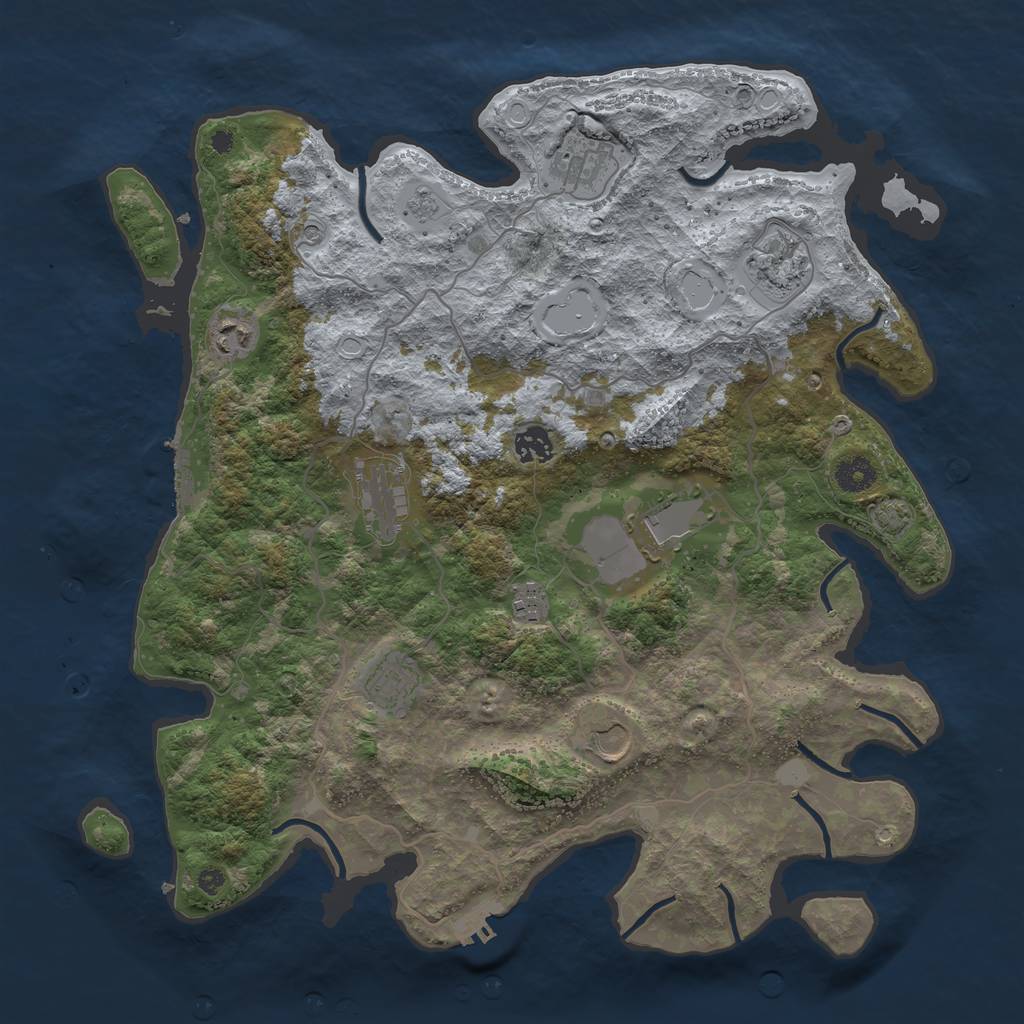 Rust Map: Procedural Map, Size: 4000, Seed: 1423283034, 17 Monuments