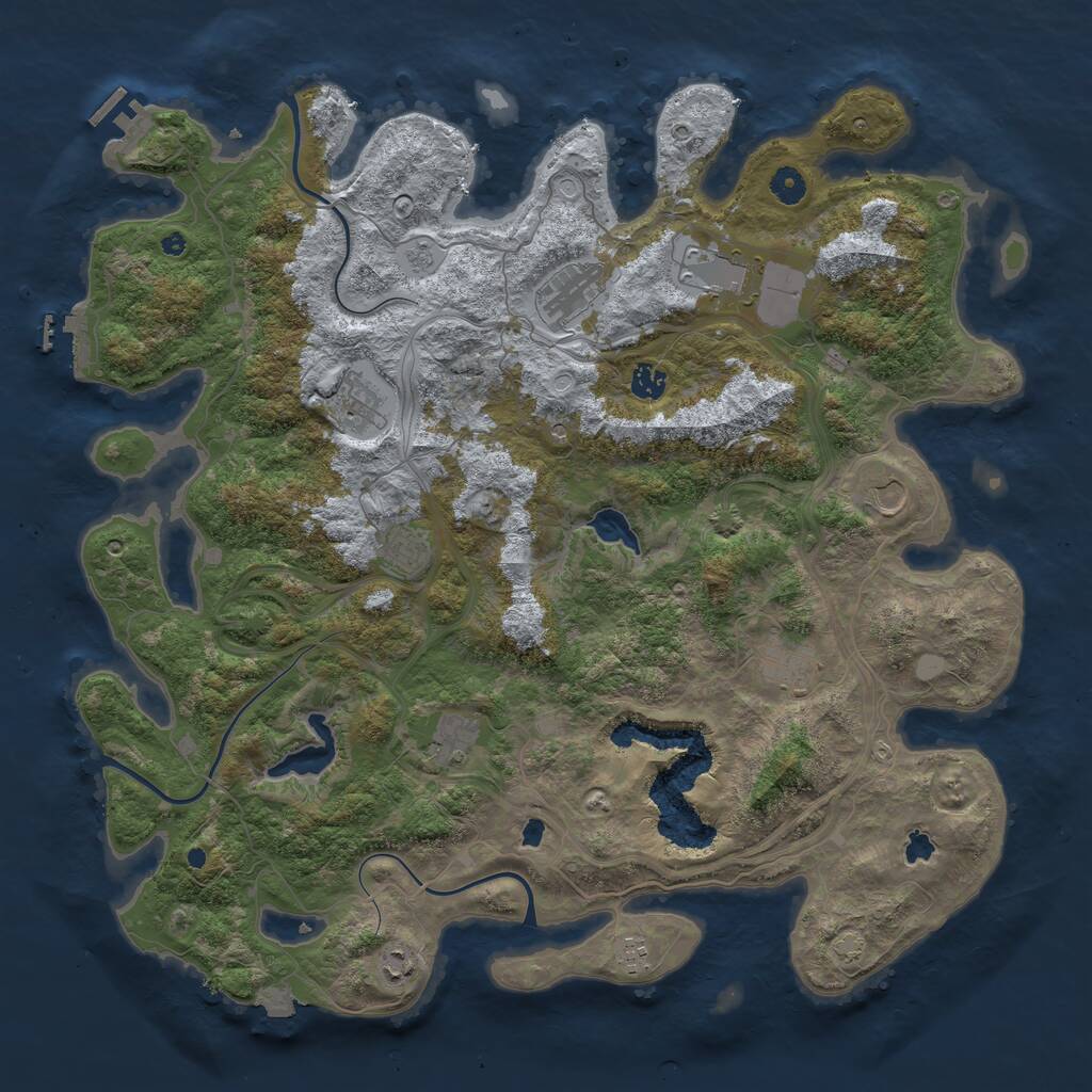 Rust Map: Procedural Map, Size: 4600, Seed: 1901073447, 16 Monuments
