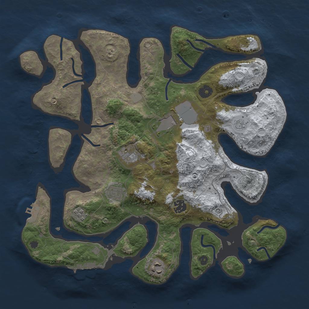 Rust Map: Procedural Map, Size: 3500, Seed: 851654, 15 Monuments