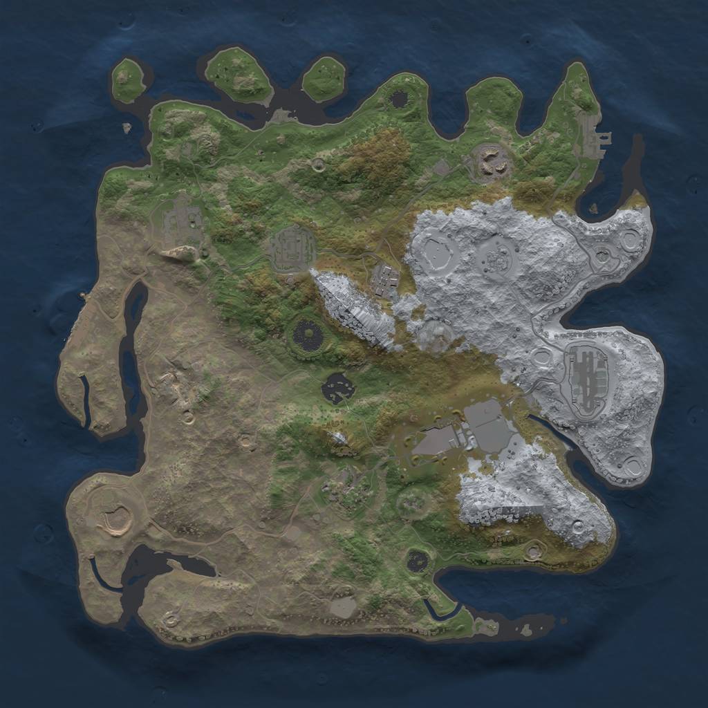 Rust Map: Procedural Map, Size: 3500, Seed: 65391432, 16 Monuments