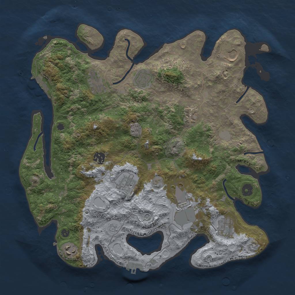 Rust Map: Procedural Map, Size: 3700, Seed: 912120572, 19 Monuments
