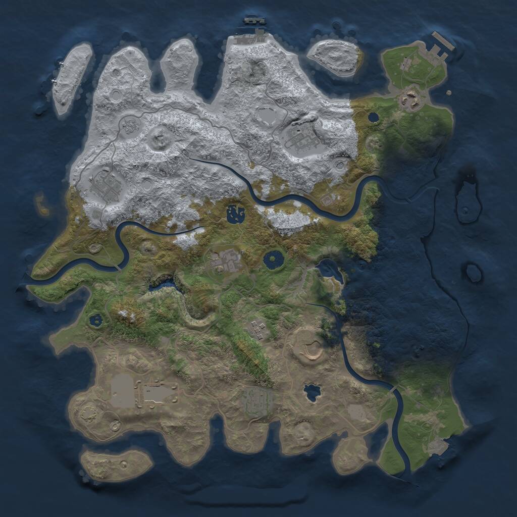 Rust Map: Procedural Map, Size: 4000, Seed: 79999990, 15 Monuments